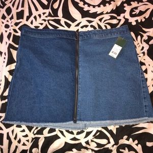 Two-tone denim mini skirt
